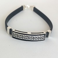 сребърна гривна с каучук