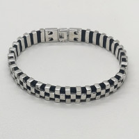 сребърна гривна с каучук