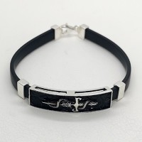 сребърна гривна с каучук