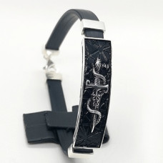 сребърна гривна с каучук