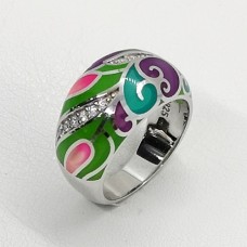 сребърен пръстен с цветен емайл
