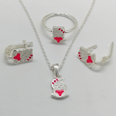 сребърно детско комплектче - кити