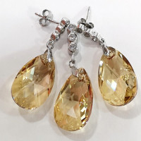 сребърен комплект със  сваровски