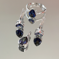 сребърен комплект с танзанит