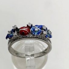 пръстен с емайл и цирконий