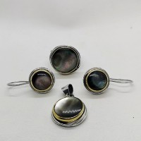 сребърен комплект със седеф