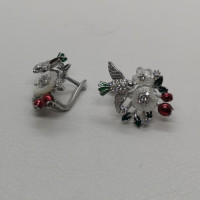 обеци с емайл - гълъб 