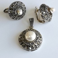 сребърен комплект - перла