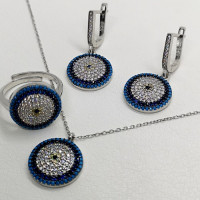 сребърен комплект с циркони