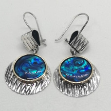 сребърни обеци с цветен седеф