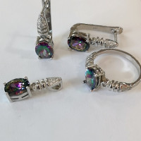 сребърен комплект с мистик топаз