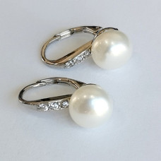 сребърни обеци с бяла перла