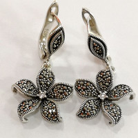 сребърни обеци с марказити