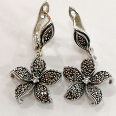 сребърни обеци с марказити