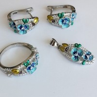 сребърен комплект-цветна хармония