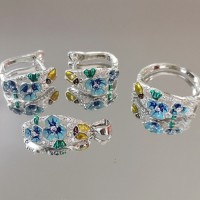 сребърен комплект-цветна хармония