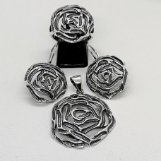 сребърен комплект  - роза