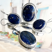 сребърен комплект с лазурит