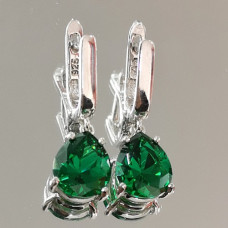 сребърни обеци - изумруд