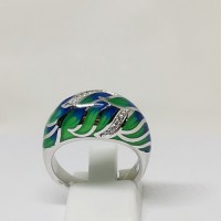 сребърен пръстен с цветен емайл