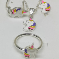 сребърен детски комплект - еднорог