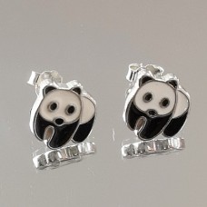 сребърни детски обеци - панда