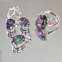 сребърен комплект с мистик топаз