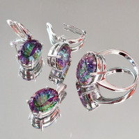 сребърен комплект с мистик топаз