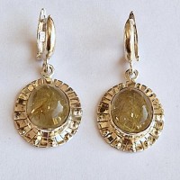 сребърни обеци с рутилов кварц