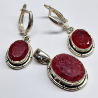 сребърен комплект с рубин