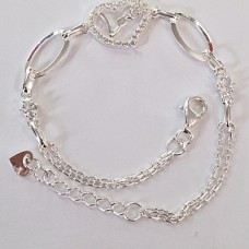 Сребърна гривна сърце - LOVE