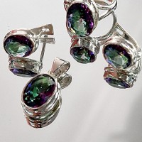 сребърен комплект с мистик топаз