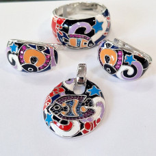 сребърен комплект -  море