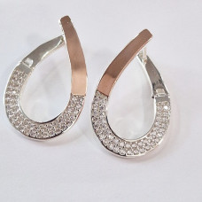 сребърни обеци -  позлатени розово злато