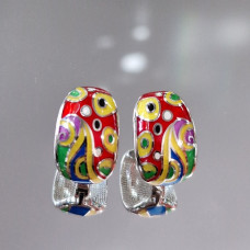 обеци с цветен емайл