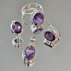 сребърен комплект - аметист