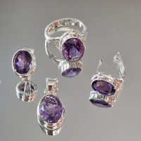 сребърен комплект - аметист