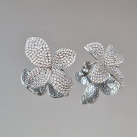 сребърни обеци - цвете