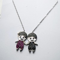 сребърно колие с  деца