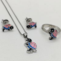 сребърен детски комплект - костенурки