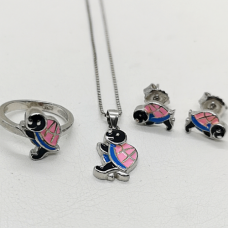 сребърен детски комплект - костенурки