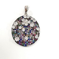 сребърна висулка с цветни цирконий