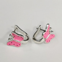 Детски обеци с цветен емайл - пеперудки