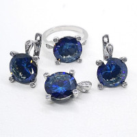 сребърен комплект с танзанит