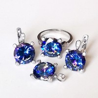 сребърен комплект с танзанит