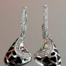 сребърни обеци с емайл и цирконий