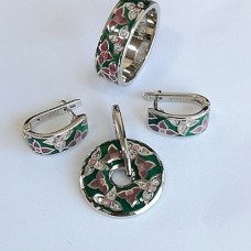 сребърен комплект с цветен емайл