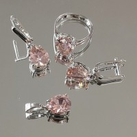 сребърен комплект с камък - морганит