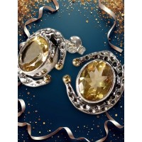 сребърни обеци  с цитрин