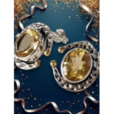 сребърни обеци  с цитрин